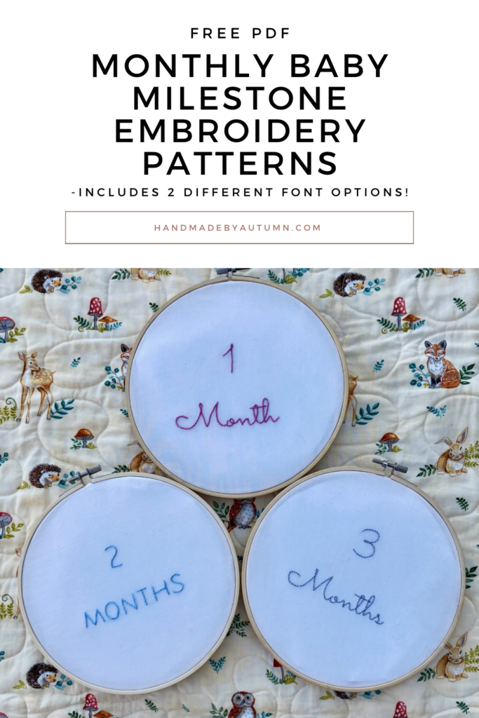 monthly baby milestone hand embroidery patterns pin