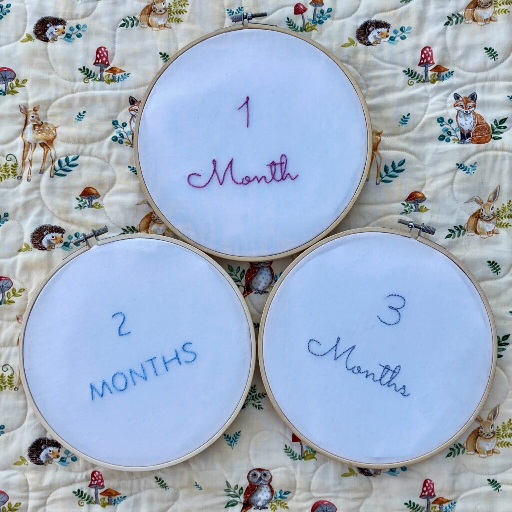baby monthly milestone hand embroidery patterns